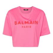 Roze Logo Print T-shirts en Polos Balmain , Pink , Dames