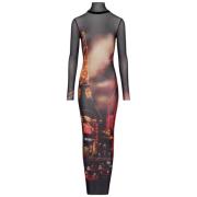 City Print Lange Mouw Ronde Hals Jurk Jean Paul Gaultier , Black , Dam...