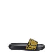 Barok Print Slippers Versace , Black , Heren