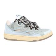 Blauwe Leren Sneakers met Gekleurde Veters Lanvin , Blue , Dames