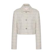 Tweed Jassen Wit Versierde Knopen Valentino , White , Dames