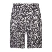 Zwarte Tattoo Patroon Zijden Shorts Philipp Plein , Black , Heren