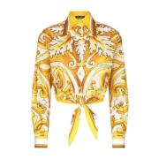 Majolica Print Gele Shirt Dolce & Gabbana , Yellow , Dames