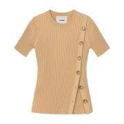 Merino Wol Korte Mouw Top Aeron , Beige , Dames