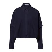 Omkeerbare Mouw Navy Blue Blouse IVY OAK , Blue , Dames