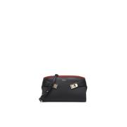 Zwarte Kalfsleren Schoudertas Salvatore Ferragamo , Black , Dames