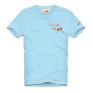 Good Vibes Only Geborduurd T-Shirt MC2 Saint Barth , Blue , Heren