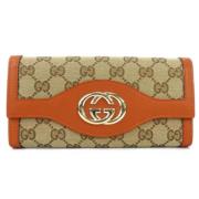 Pre-owned Leather wallets Gucci Vintage , Beige , Dames