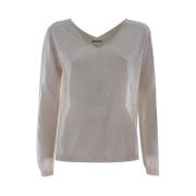 Gouden V-hals Trui Kocca , Beige , Dames