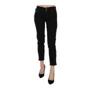 Elegante Zwarte Slim Fit Cropped Jeans John Galliano , Black , Dames