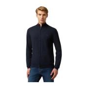 Blauwe Wol Katoen Zip Sweater Harmont & Blaine , Blue , Heren