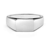 Mens Rectangle Sterling Silver Signet Ring Nialaya , Gray , Heren