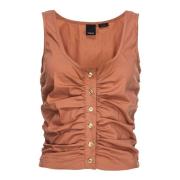 Gebundelde Stretch Poplin Top Pinko , Brown , Dames