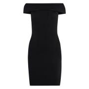 Geribbelde Viscose Jurk Pinko , Black , Dames