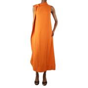 Pre-owned Silk dresses Valentino Vintage , Orange , Dames