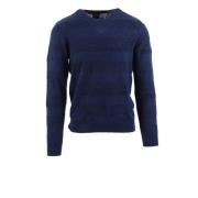 Blauwe Katoenen Linnen Trui met Ronde Hals Armani Exchange , Blue , He...