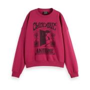 Boyfriend Fit Sweatshirt met Front Detail Scotch & Soda , Pink , Dames