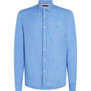 Heldere Blauwe Linnen Button Down Shirt Tommy Hilfiger , Blue , Heren