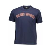 Blauw Katoenen T-Shirt met Print Plein Sport , Blue , Heren