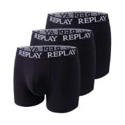 Sporty Boxer Trunks 3-Pack Basic Logo Replay , Black , Heren