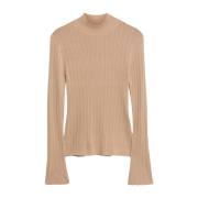 Gebreide Viscose Top met Lange Mouwen IVY OAK , Beige , Dames