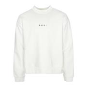 Ronde Hals Sweatshirt met Logo Print Marni , White , Heren