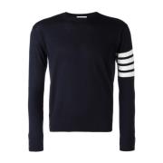 Blauwe Klassieke Crewneck Trui Thom Browne , Blue , Heren