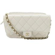 Pre-owned Leather shoulder-bags Chanel Vintage , White , Dames