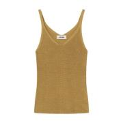 Katoenen Cami Top met Breidetails Aeron , Green , Dames