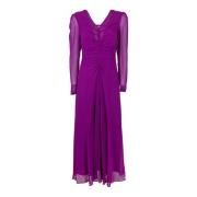 Georgette V-hals Lange Mouw Jurk Max Mara Studio , Purple , Dames