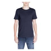 Zwart Katoenen T-shirt Korte Mouw Ronde Hals Peuterey , Black , Heren