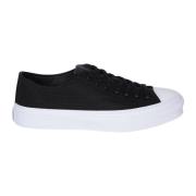 Zwarte Leren Sneakers Ronde Neus Achterlogo Givenchy , Black , Heren