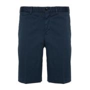 Blauwe Katoenen Bermuda Shorts Rits Sluiting PT Torino , Blue , Heren