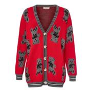 Bear Cardigan Gebreid met Speels Patroon Cesare Gaspari , Red , Dames