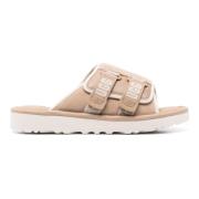 Beige Suède Sandalen met Klittenbandsluiting UGG , Beige , Heren