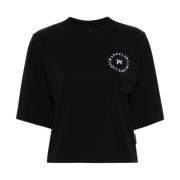 Zwart Logo Print Crop T-shirt Palm Angels , Black , Dames