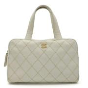 Pre-owned Leather handbags Chanel Vintage , White , Dames