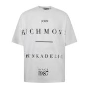 Heren Mode T-Shirt Over John Richmond , White , Heren