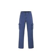 Indigo Linnen Cargo Broek Moorer , Blue , Heren