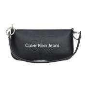 Zwarte Schoudertas Dames Tas Calvin Klein , Black , Dames