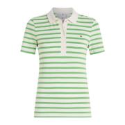 1985 Slim Pique Stripe Polo Shirt Tommy Hilfiger , Green , Dames