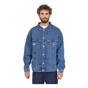 Blauwe Denim Trucker Jack Oversized Fit Tommy Jeans , Blue , Heren