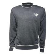 Wollen Crewneck Sweatshirt Grijs Melange Emporio Armani , Gray , Heren