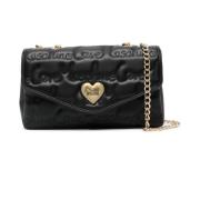 Zwarte Logo Geborduurde Schoudertas Love Moschino , Black , Dames