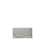 Glittered Emmie Clutch met Metalen Trim Jimmy Choo , Gray , Dames