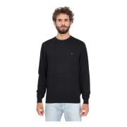 Zwarte Crew-Neck Sweater met Vlag Borduursel Tommy Hilfiger , Black , ...