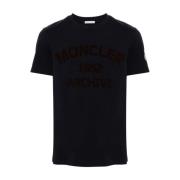 Blauw Katoen Jersey Logo T-shirt Moncler , Blue , Heren