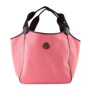 Katoenen tas met leren rand Moncler , Pink , Dames