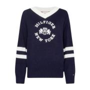 Varsity Roundall V-Neck Sweater Tommy Hilfiger , Blue , Dames