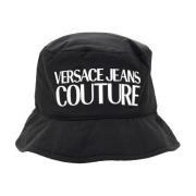 Logo-Print Bucket Hat Versace , Black , Heren